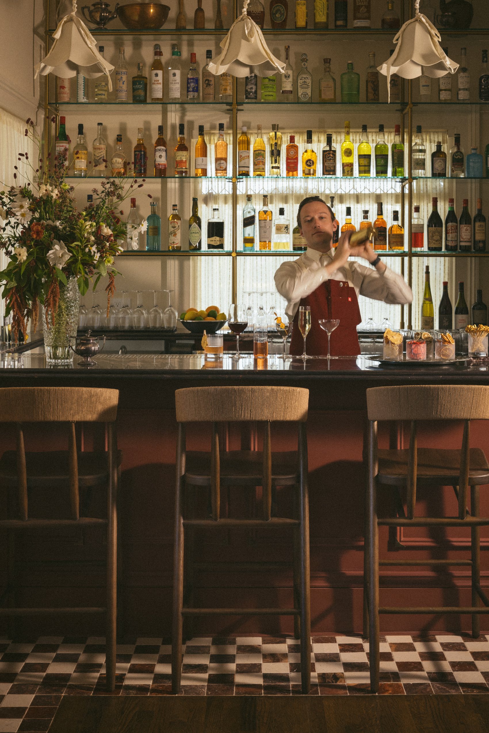 The dining room at Bistro Amasa inside the historic Upham Hotel
